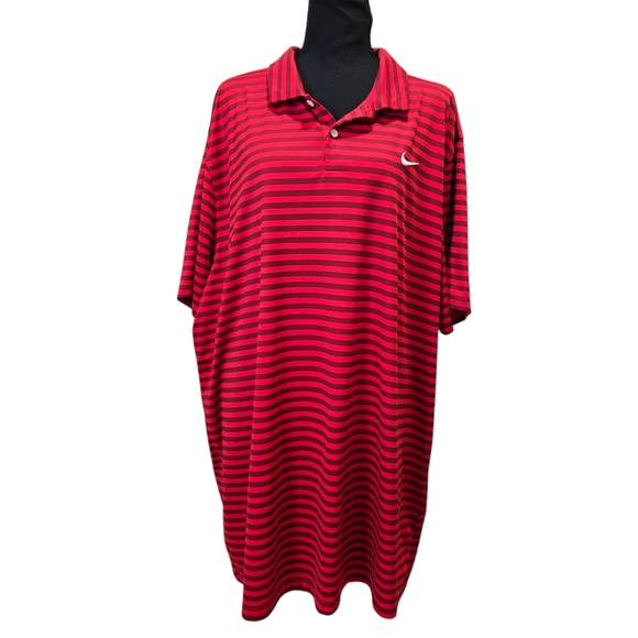 NWOT Nike Men's Polo Red Dri- Fit Striped Short Sleeve Sz 3XL - Picture 3 of 10
